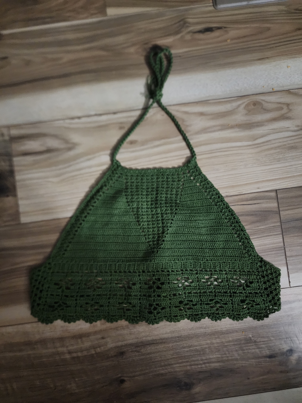 Green Crochet Halter Top Boho Fairy Festival Knit Crop Top Cottagecore Summer